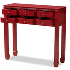 Baxton Studio Pomme Classic and Antique Red Finished Wood Bronze Finished Accents 6-Drawer Console Table