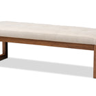 Baxton Studio Caramay Modern and Contemporary Light Beige Fabric Upholstered Walnut Brown Finished Wood Bench