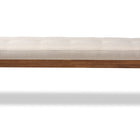 Baxton Studio Caramay Modern and Contemporary Light Beige Fabric Upholstered Walnut Brown Finished Wood Bench