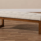 Baxton Studio Caramay Modern and Contemporary Light Beige Fabric Upholstered Walnut Brown Finished Wood Bench