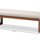 Baxton Studio Caramay Modern and Contemporary Light Beige Fabric Upholstered Walnut Brown Finished Wood Bench