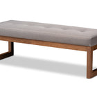 Baxton Studio Caramay Modern and Contemporary Grey Fabric Upholstered Walnut Brown Finished Wood Bench