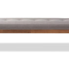 Baxton Studio Caramay Modern and Contemporary Grey Fabric Upholstered Walnut Brown Finished Wood Bench