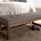 Baxton Studio Caramay Modern and Contemporary Grey Fabric Upholstered Walnut Brown Finished Wood Bench