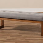 Baxton Studio Caramay Modern and Contemporary Grey Fabric Upholstered Walnut Brown Finished Wood Bench