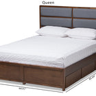 Baxton Studio Macey Modern and Contemporary Dark Grey Fabric Upholstered Walnut Finished Queen Size Storage Platform Bed