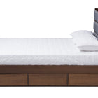 Baxton Studio Macey Modern and Contemporary Dark Grey Fabric Upholstered Walnut Finished Queen Size Storage Platform Bed