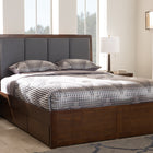Baxton Studio Brannigan Modern and Contemporary Dark Grey Fabric Upholstered Walnut Finished King Size Storage Platform Bed