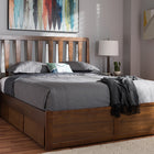 Baxton Studio Raurey Modern and Contemporary Walnut Finished Queen Size Storage Platform Bed