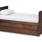 Baxton Studio Linna Modern and Contemporary Walnut Brown-Finished Daybed with Trundle