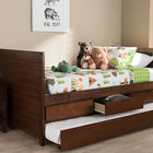 Baxton Studio Linna Modern and Contemporary Walnut Brown-Finished Daybed with Trundle