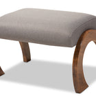Baxton Studio Sandrine Modern and Contemporary Grey Fabric Upholstered Walnut Brown Finished Wood Ottoman