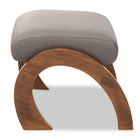 Baxton Studio Sandrine Modern and Contemporary Grey Fabric Upholstered Walnut Brown Finished Wood Ottoman