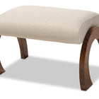 Baxton Studio Sandrine Modern and Contemporary Light Beige Fabric Upholstered Walnut Brown Finished Wood Ottoman