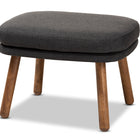 Baxton Studio Lovise Mid-Century Modern Dark Grey Fabric Upholstered Walnut Brown Finished Wood Ottoman