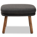 Baxton Studio Lovise Mid-Century Modern Dark Grey Fabric Upholstered Walnut Brown Finished Wood Ottoman