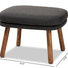 Baxton Studio Lovise Mid-Century Modern Dark Grey Fabric Upholstered Walnut Brown Finished Wood Ottoman