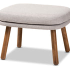 Baxton Studio Lovise Mid-Century Modern Greyish Beige Fabric Upholstered Walnut Brown Finished Wood Ottoman