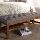 Baxton Studio Ainsley Modern and Contemporary Grey Fabric Upholstered Walnut Finished Solid Rubberwood Bench