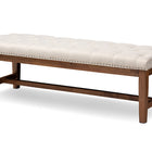 Baxton Studio Ainsley Modern and Contemporary Light Beige Fabric Upholstered Walnut Finished Solid Rubberwood Bench