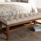 Baxton Studio Ainsley Modern and Contemporary Light Beige Fabric Upholstered Walnut Finished Solid Rubberwood Bench
