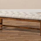 Baxton Studio Ainsley Modern and Contemporary Light Beige Fabric Upholstered Walnut Finished Solid Rubberwood Bench