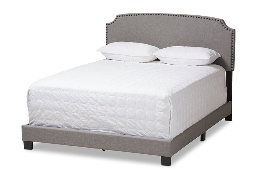 Baxton Studio Odette Modern and Contemporary Light Grey Fabric Upholstered Queen Size Bed