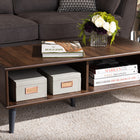 Baxton Studio Pierre Mid-Century Modern Brown and Dark Grey Finished Wood Coffee Table