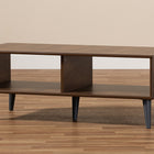 Baxton Studio Pierre Mid-Century Modern Brown and Dark Grey Finished Wood Coffee Table