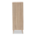 Baxton Studio Lisen Mid-Century Modern Light Oak and Grey 5-Drawer Chest
