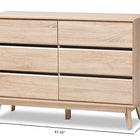 Baxton Studio Miren Mid-Century Modern Light Oak and Dark Grey 6-Drawer Dresser