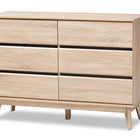 Baxton Studio Miren Mid-Century Modern Light Oak and Dark Grey 6-Drawer Dresser
