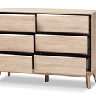 Baxton Studio Miren Mid-Century Modern Light Oak and Dark Grey 6-Drawer Dresser
