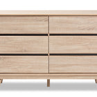 Baxton Studio Miren Mid-Century Modern Light Oak and Dark Grey 6-Drawer Dresser
