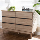 Baxton Studio Miren Mid-Century Modern Light Oak and Dark Grey 6-Drawer Dresser