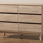 Baxton Studio Miren Mid-Century Modern Light Oak and Dark Grey 6-Drawer Dresser
