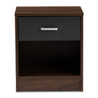 Baxton Studio Hansel Modern and Contemporary 1-Drawer Dark Brown and Dark Grey Finished Nightstand