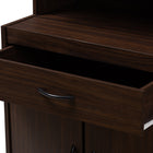 Baxton Studio Tannis Modern and Contemporary Dark Walnut Finished Kitchen Cabinet