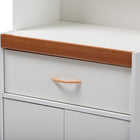 Baxton Studio Laurana Modern and Contemporary White and Cherry Finished Kitchen Cabinet and Hutch