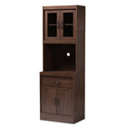 Baxton Studio Laurana Modern and Contemporary Dark Walnut Finished Kitchen Cabinet and Hutch