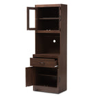 Baxton Studio Laurana Modern and Contemporary Dark Walnut Finished Kitchen Cabinet and Hutch