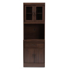 Baxton Studio Laurana Modern and Contemporary Dark Walnut Finished Kitchen Cabinet and Hutch