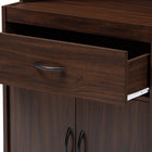 Baxton Studio Laurana Modern and Contemporary Dark Walnut Finished Kitchen Cabinet and Hutch