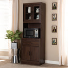 Baxton Studio Laurana Modern and Contemporary Dark Walnut Finished Kitchen Cabinet and Hutch