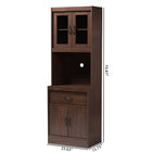 Baxton Studio Laurana Modern and Contemporary Dark Walnut Finished Kitchen Cabinet and Hutch