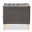 Baxton Studio Zanetta Luxe and Glamour Grey Velvet Upholstered Gold Finished Lounge Chair