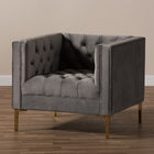 Baxton Studio Zanetta Luxe and Glamour Grey Velvet Upholstered Gold Finished Lounge Chair
