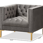 Baxton Studio Zanetta Luxe and Glamour Grey Velvet Upholstered Gold Finished Lounge Chair