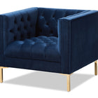 Baxton Studio Zanetta Luxe and Glamour Navy Velvet Upholstered Gold Finished Lounge Chair