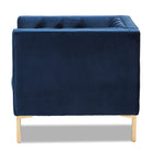 Baxton Studio Zanetta Luxe and Glamour Navy Velvet Upholstered Gold Finished Lounge Chair